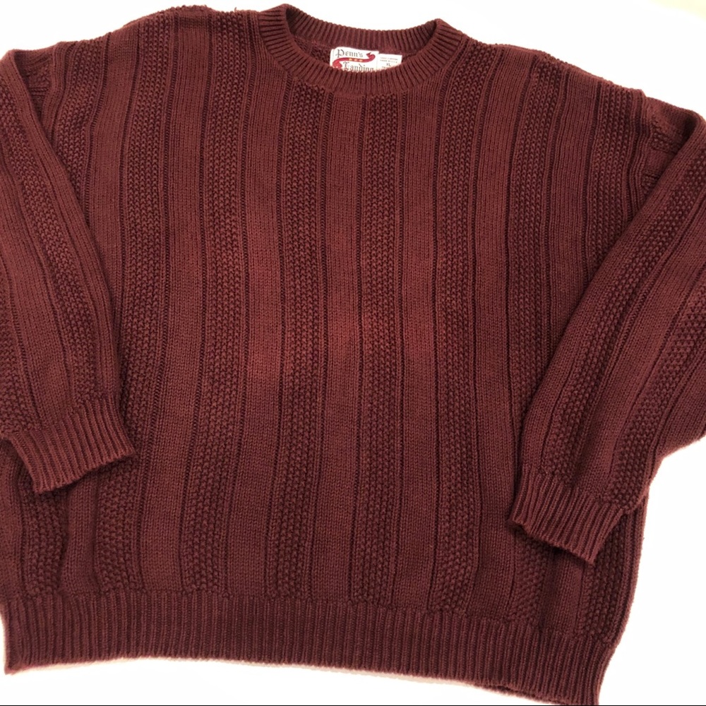 Penn’s Landing men’s sweater Sz XL Burgundy long s